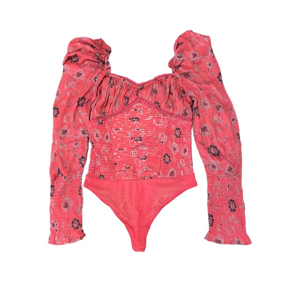 🆕 FREE PEOPLE Brunch Date Corset Bodysuit - Romantic Red - NWT - Picture 8 of 11
